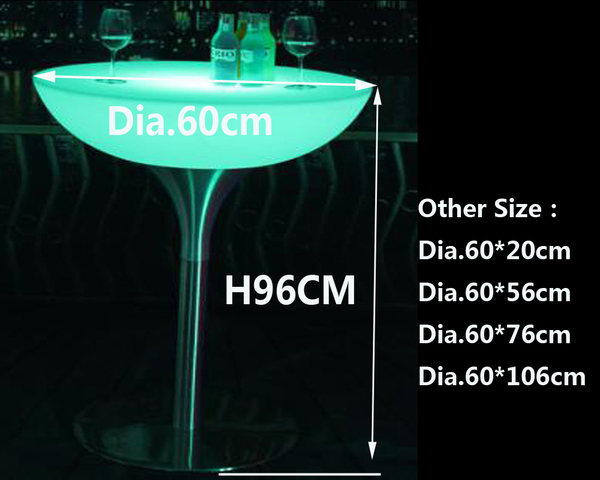 Size of LED Cocktail Table Size of LED Cocktail Table